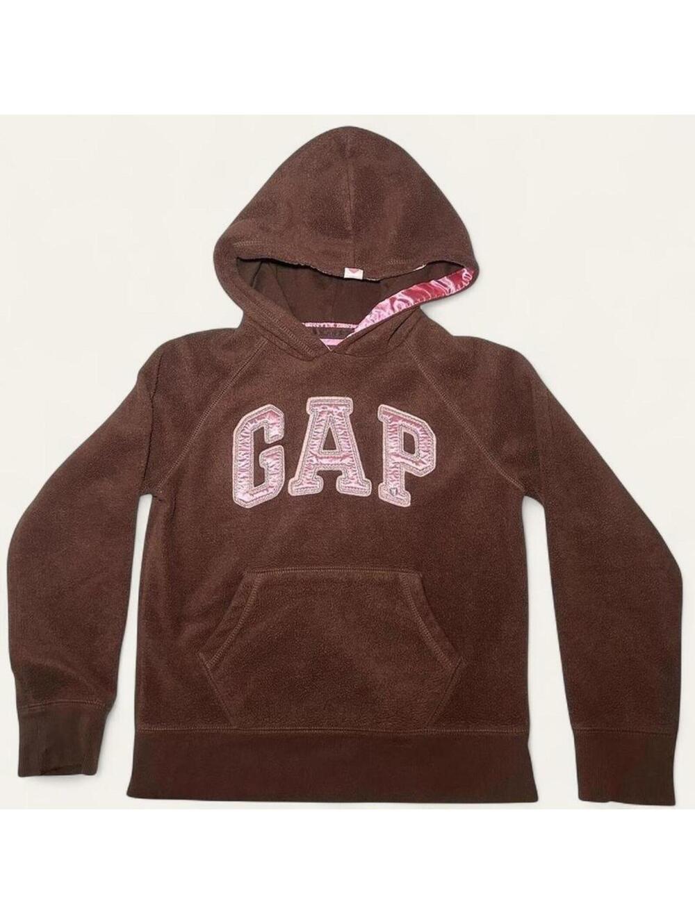 Gap Teddy Brown Pink Hoodie Sweater Kids Medium 8 Years 2007